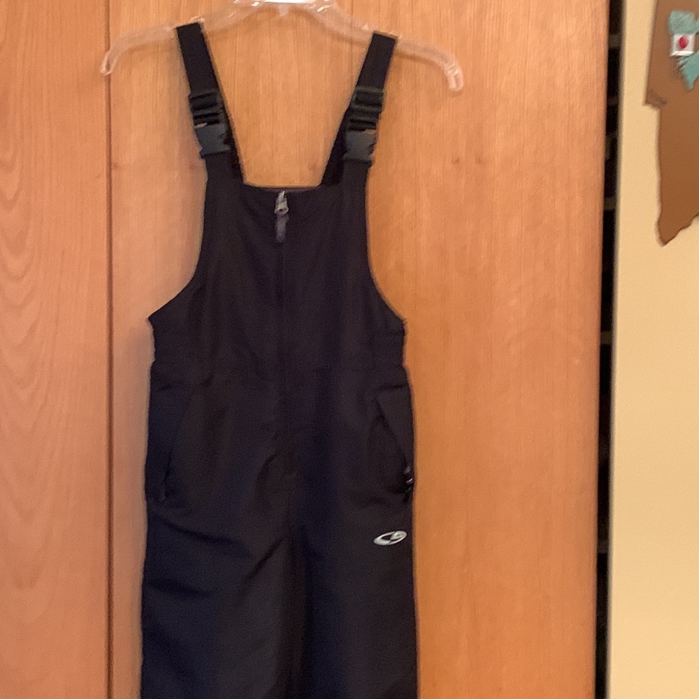 Champion C9 black snow bibs pants kids size 8 - 10 zip up adjustable strap GUC